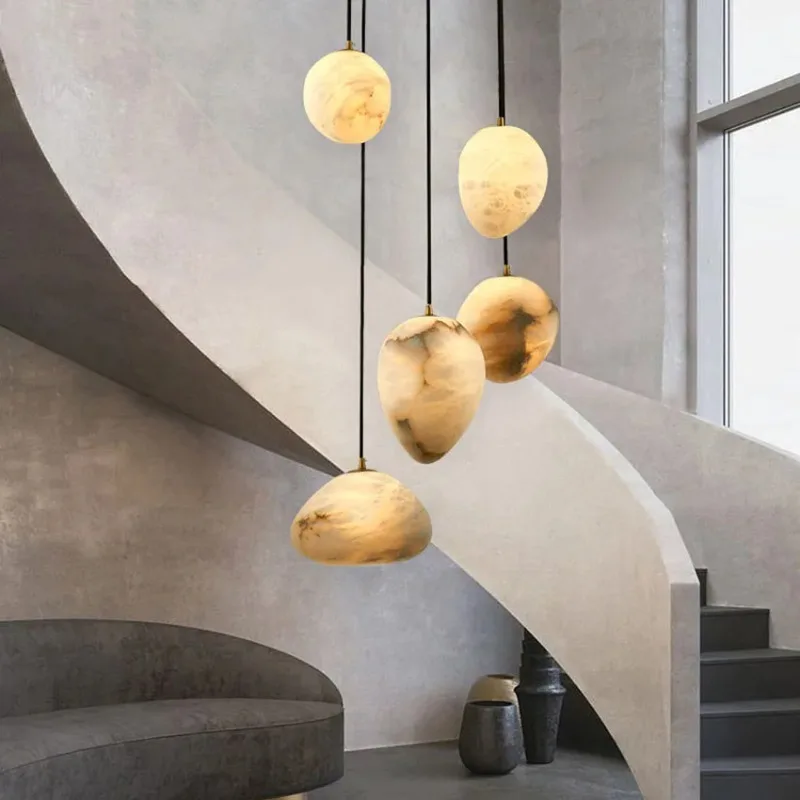 

Moden Natural Marble Ceiling Pendant Light Nordic Luxury Irregular Chandelier Living Room Restaurant Hotel Kitchen Hanging Lamp