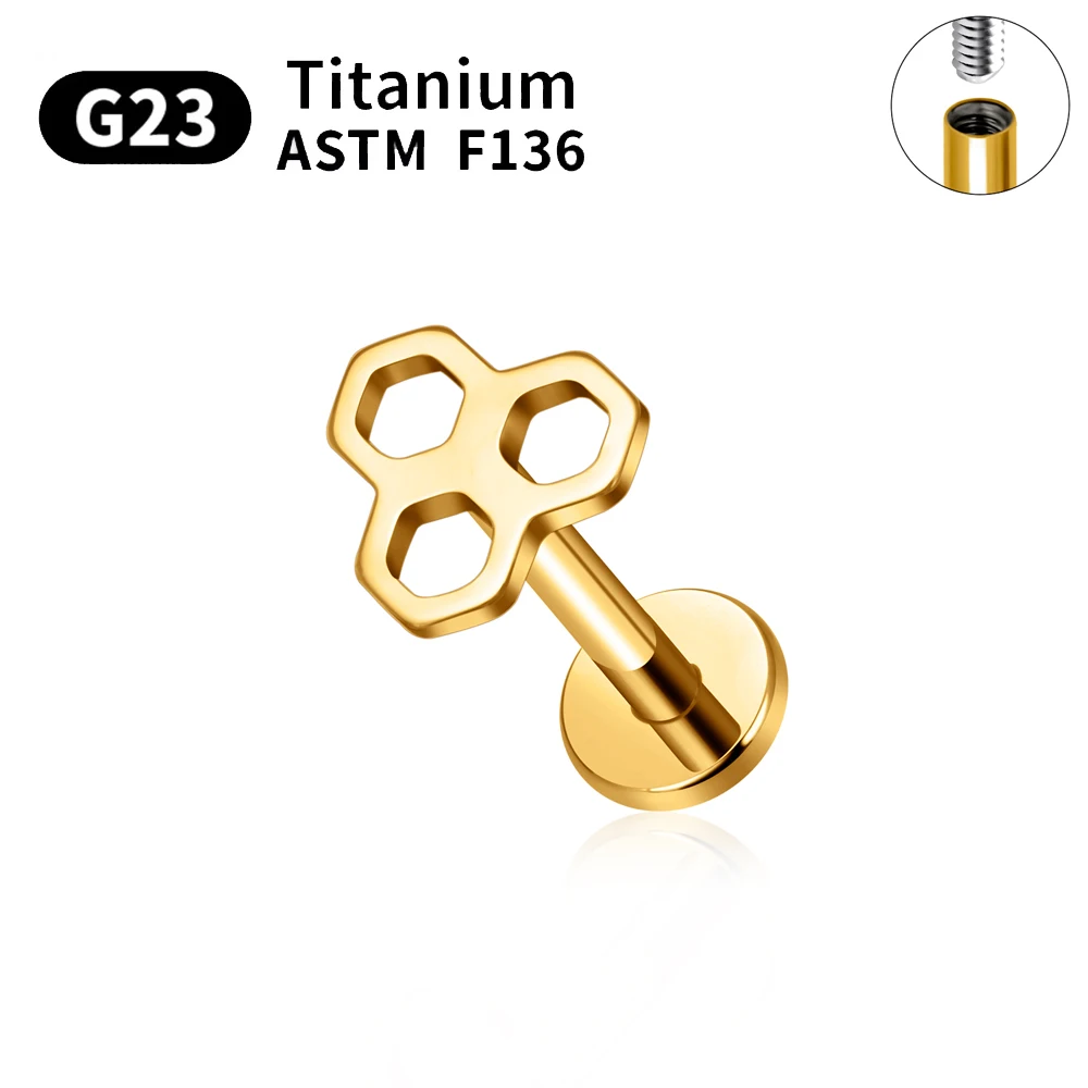 ASTM F136 Labret الشفاه الأنف مسمار وأقراط للنساء ثقب الجسم G23 التيتانيوم 16 جرام الزنمة الغضروف أقراط