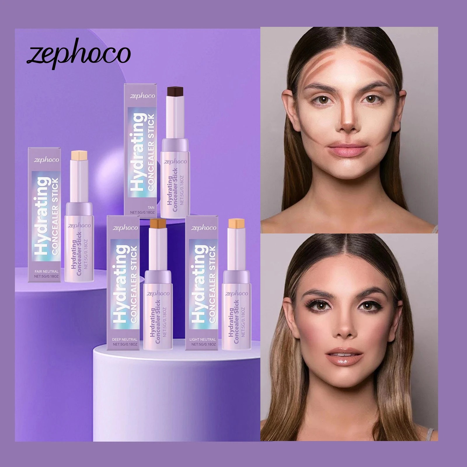 

Concealer Contour Stick Waterproof,For Covers Skin Acne Scarring Flaw Sweat-Proof Nature Contouring Cosmetic Face Makeup Tools