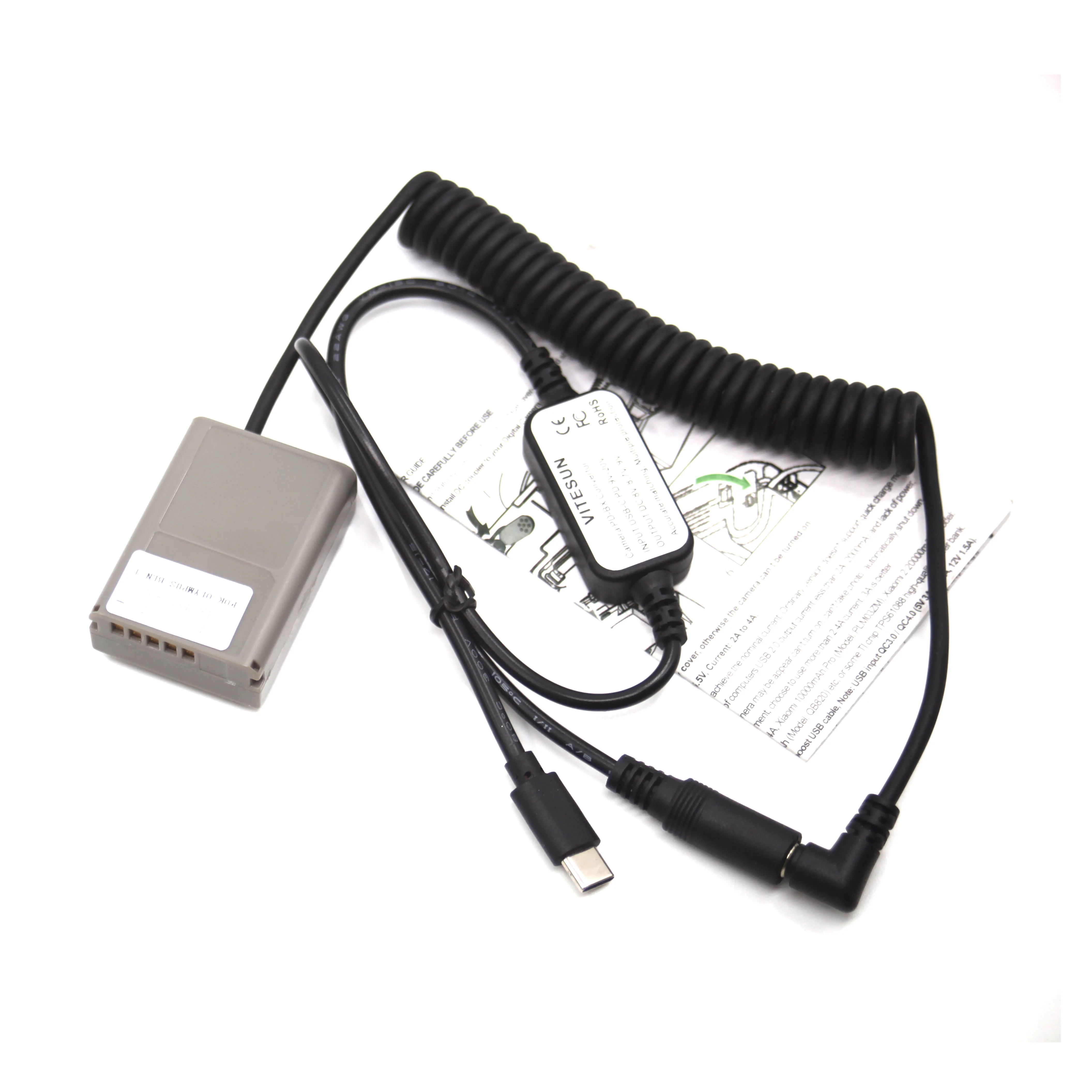 USB-C DC Cable Female Plug+PS-BLN1 Dummy Battery BLN-1 DC Coupler Supply for Olympus OM-D E-M1 P5 M5 PEN-F E-M5II Camera