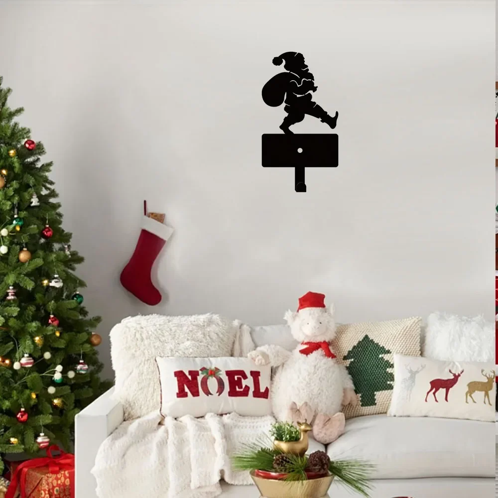 Elegant Metal Backpack Santa Hook – Key & Belt Hanger. Sophisticated Christmas Wall Elegance. Adds Grace toHoliday Decor