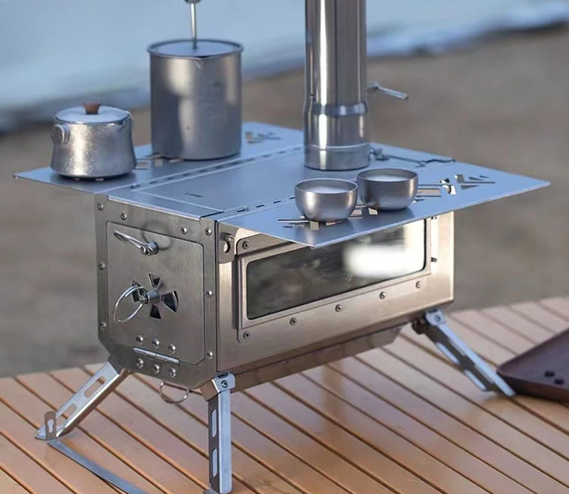 Wood stove Camping stove Tea heating Folding portable stainless steel tent