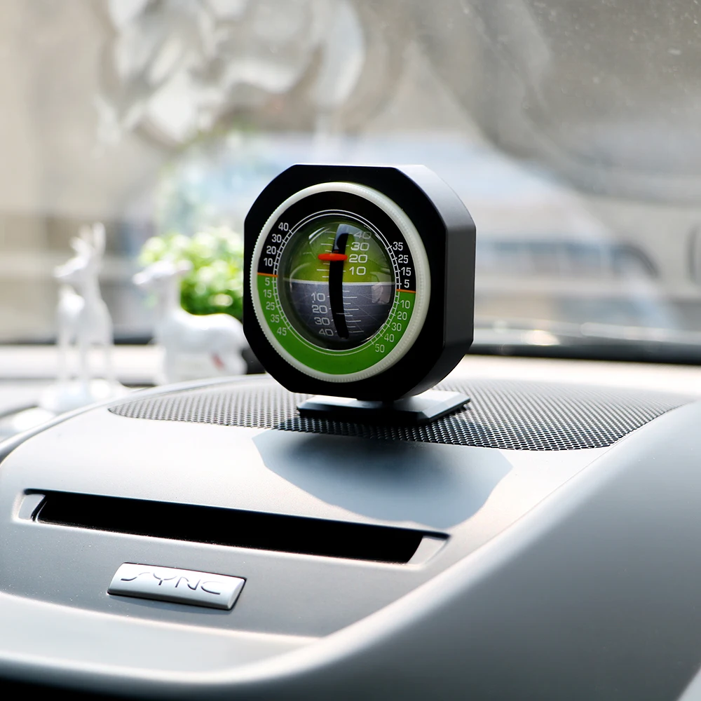 Auto-Kompass Neigungsmesser Winkelmesser Dashboard-Ornamente mit Eingebauter LED Fahrzeug-Neigungsmesser Gradientenmesser Auto-Zubehör