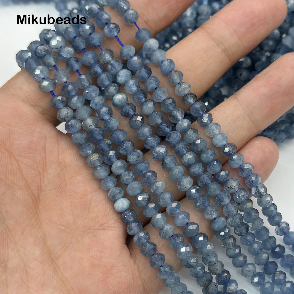 Natural 3.5*5mm 3A Monsters Aquamarine Faceted Rondelle Stone Loose Beads For Jewelry Making DIY Bracelets Necklace Strand Gift