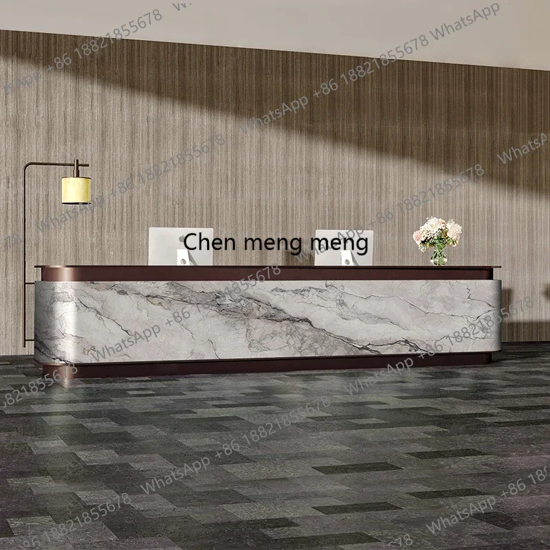 Office Reception Desk Hotel Lobby Bar Marble Light Luxury Premium checkout page customization