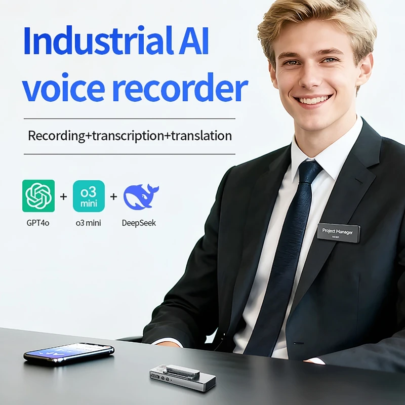 

AI Powered Voice Recorder ChatGPT Real-time Transcription and Smart Summarization, Translation, Supports 256 Languages, 4-512GB