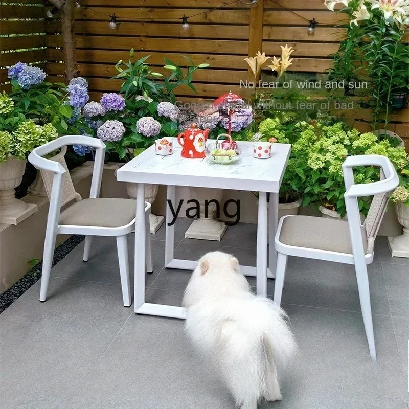 LMM， balcony table and chair three-piece combination small apartment leisure area outdoor waterproof one table and two chairs