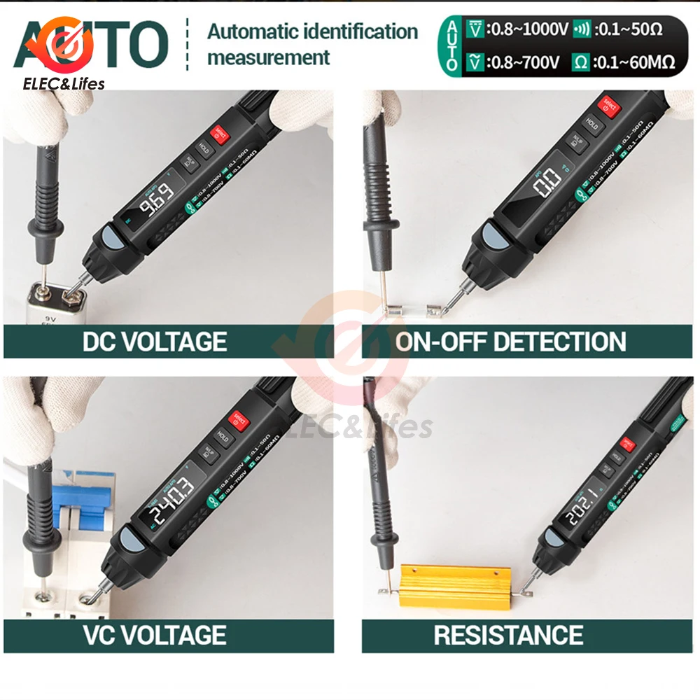 Imagem -03 - Auto ac dc Tensão Instant Testers Pen tipo Multímetro Ferramentas Detector Medidor True Rms A3008 Detecções