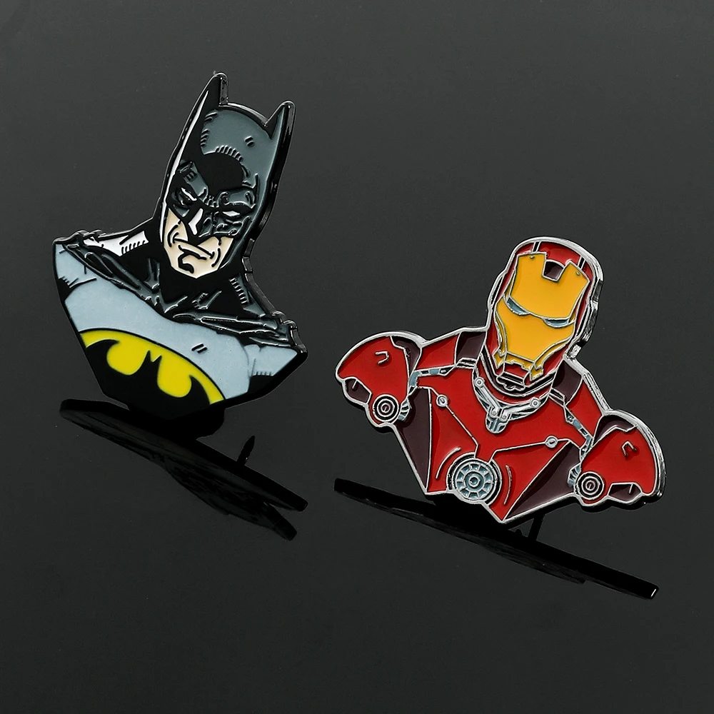 Marvel Superhero Movie Fashion Button Brooch Iron Man Bat Metal Badge Jewelry for Clothing Handbag Accessories Holiday Gifts