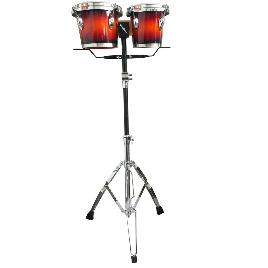 

Hand Drum Instruments Percussion Wooden Bongo Drum 7 and 8 Inch with Stand