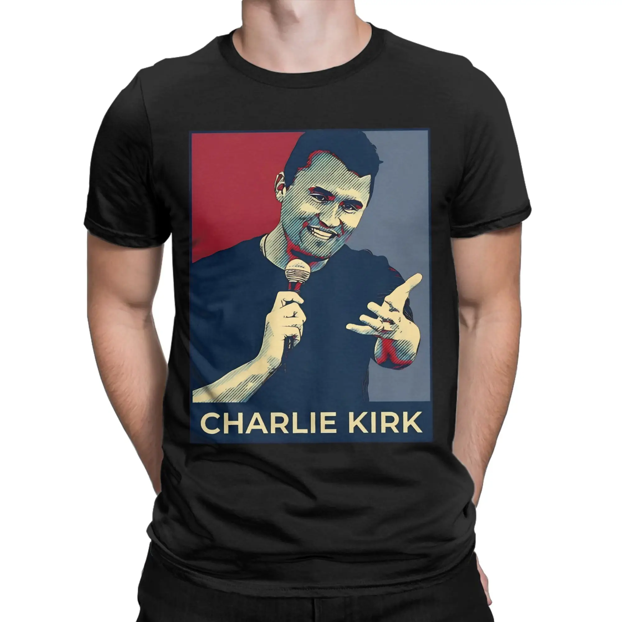 Charlie Kirk RIP Men T Shirts  Amazing Tee Shirt Short Sleeve Round Neck T-Shirts 100% Cotton Printing Clothing