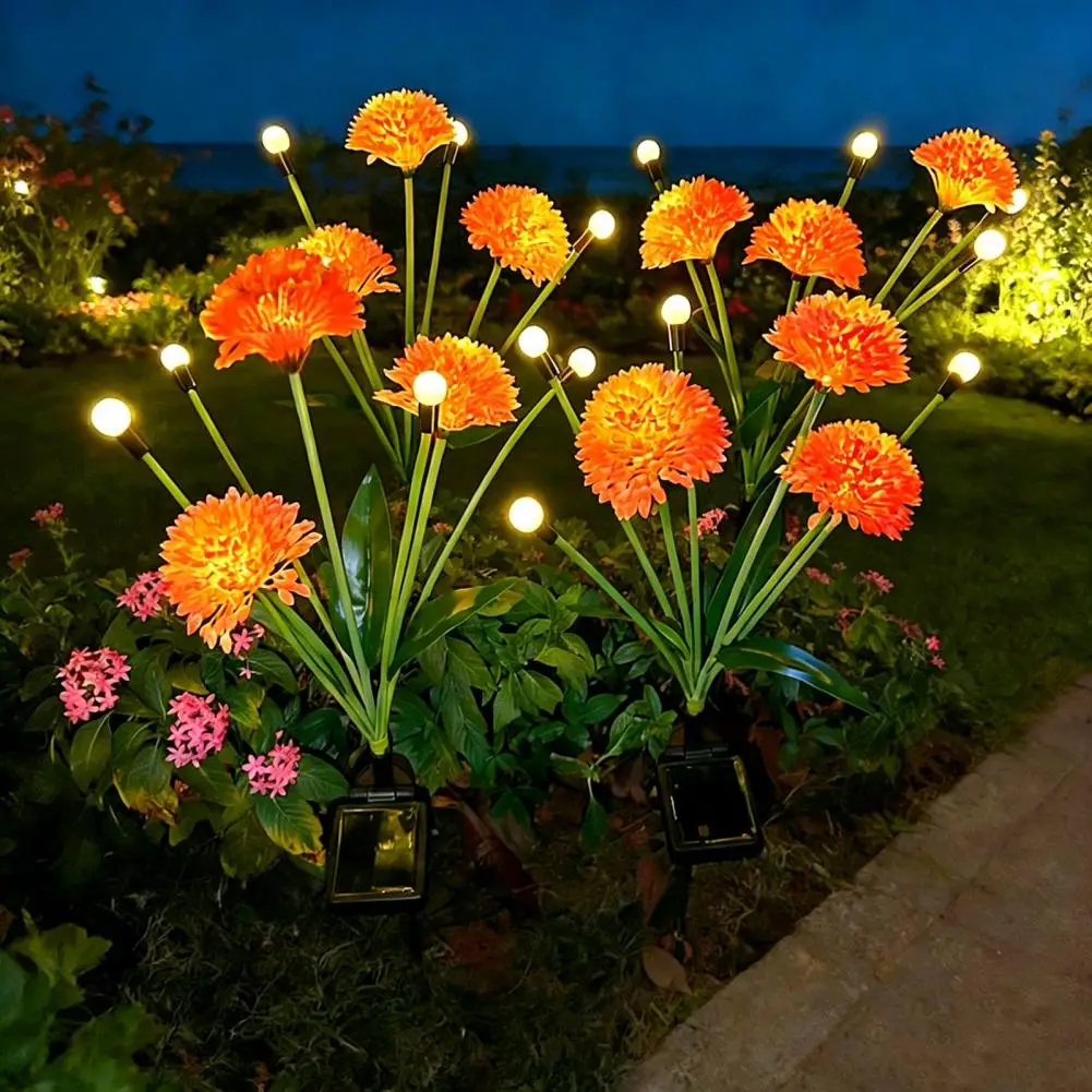 Solar Holiday Party Lights Solar Ground Stake Lights Outdoor Waterproof Flickering Firefly Garden Lamps Automatic Charging