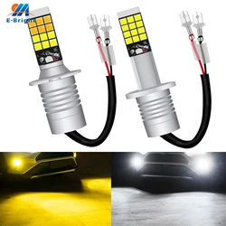 자동차 오토바이 DRL 주행등 안개등 듀얼 컬러, 12V-16V H1 H3 H4 H7 9005 화이트 옐로우 3000 8000K 3030 LED, 360 도 1 개