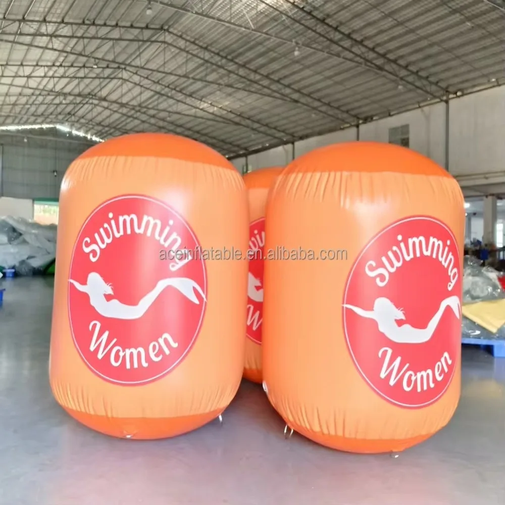 Custom Logo PVC Inflatable Swim Buoys Water Sport Event Floating Marker Tube Cylindrical Inflatable Buoy for Beach