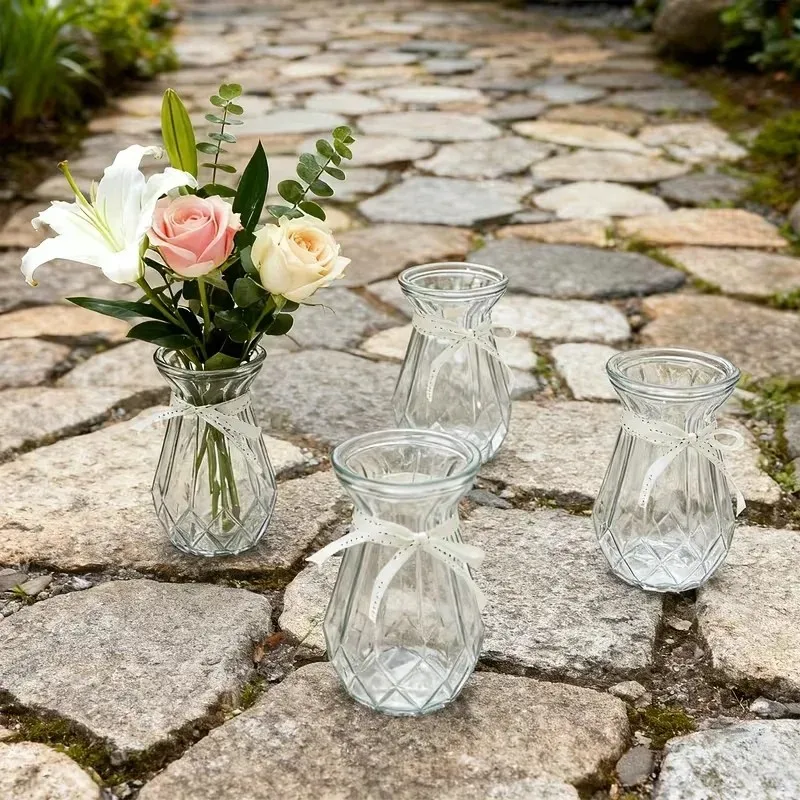 2026 Latest Models High Quality Diamond Style Plastic Vase, Transparent Vase, Suitable for Table Decoration, Wedding, Home