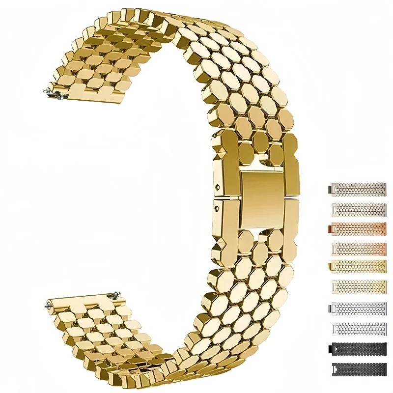 20/22mm Watch Strap for Samsung Galaxy Watch 3 4 5 6 7 Active 2 Metal Wristband for Huawei Watch GT 2 Pro/Xiaomi Watch S4/ S3/S1