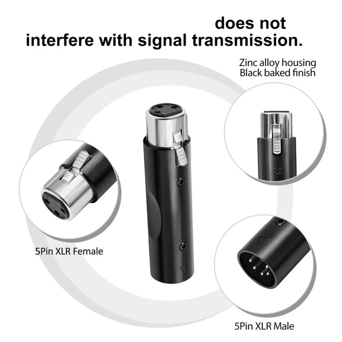 2Pack 5Pin XLR Female to 3Pin XLR Male DMX512 Converter Adapter for Stage Lighting Dimmer Console