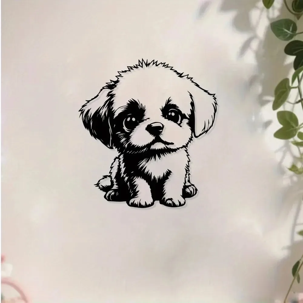 Aluminum Alloy Puppy Wall Art Weatherproof Metal Dog Sculpture Home Garden Decor New Year Easter Gift