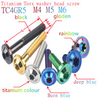 1Pc Ti titanium screw M4 M5 M6*10/15/20/25/30/35/40 TC4 Gr5 titanium torx Flange Button washer Head Screws With Collar Bolt