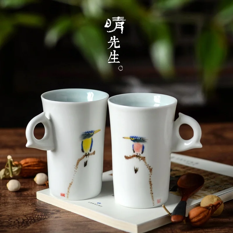 

★Jingdezhen Hand-Painted Simple Chinese Style Water Cup Ceramic Coffee Cup Fresh Elegant Tea Cup Mark Cup