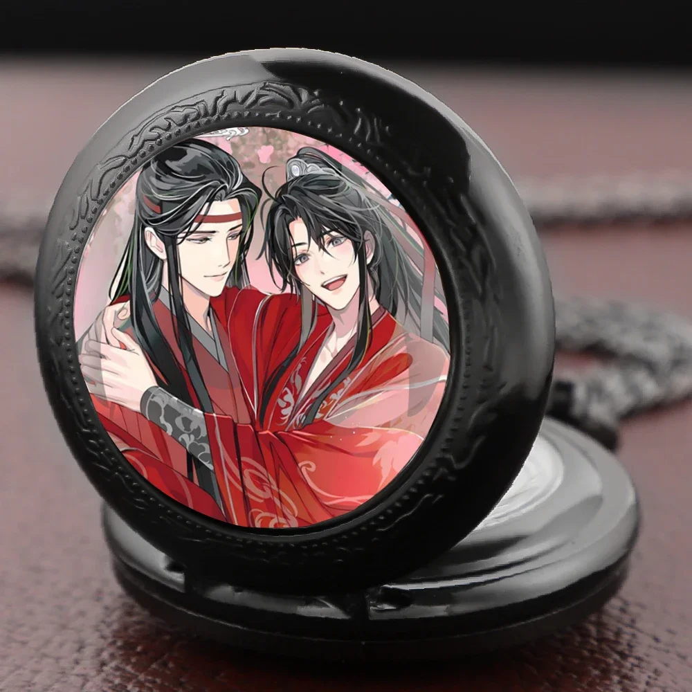 

New Two Boys in Red Clothes Dome Glass Pocket Watch Arabic Numerals Dial Vintage Women Pendant Clock Men's Watch Gifts Relojes
