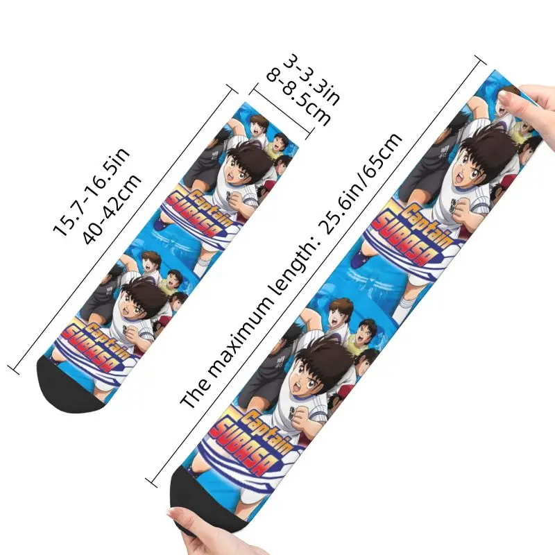 Calcetines deportivos Harajuku para hombre y mujer, medias cálidas con estampado 3D de capitán Tsubasa, Manga de fútbol japonés, baloncesto