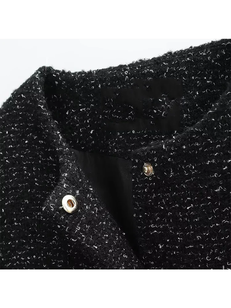 Tfmln conjunto de shorts femininos de inverno, textura elegante, cinto, decoração, gola redonda, jaqueta, cintura alta, saias, conjunto de moda