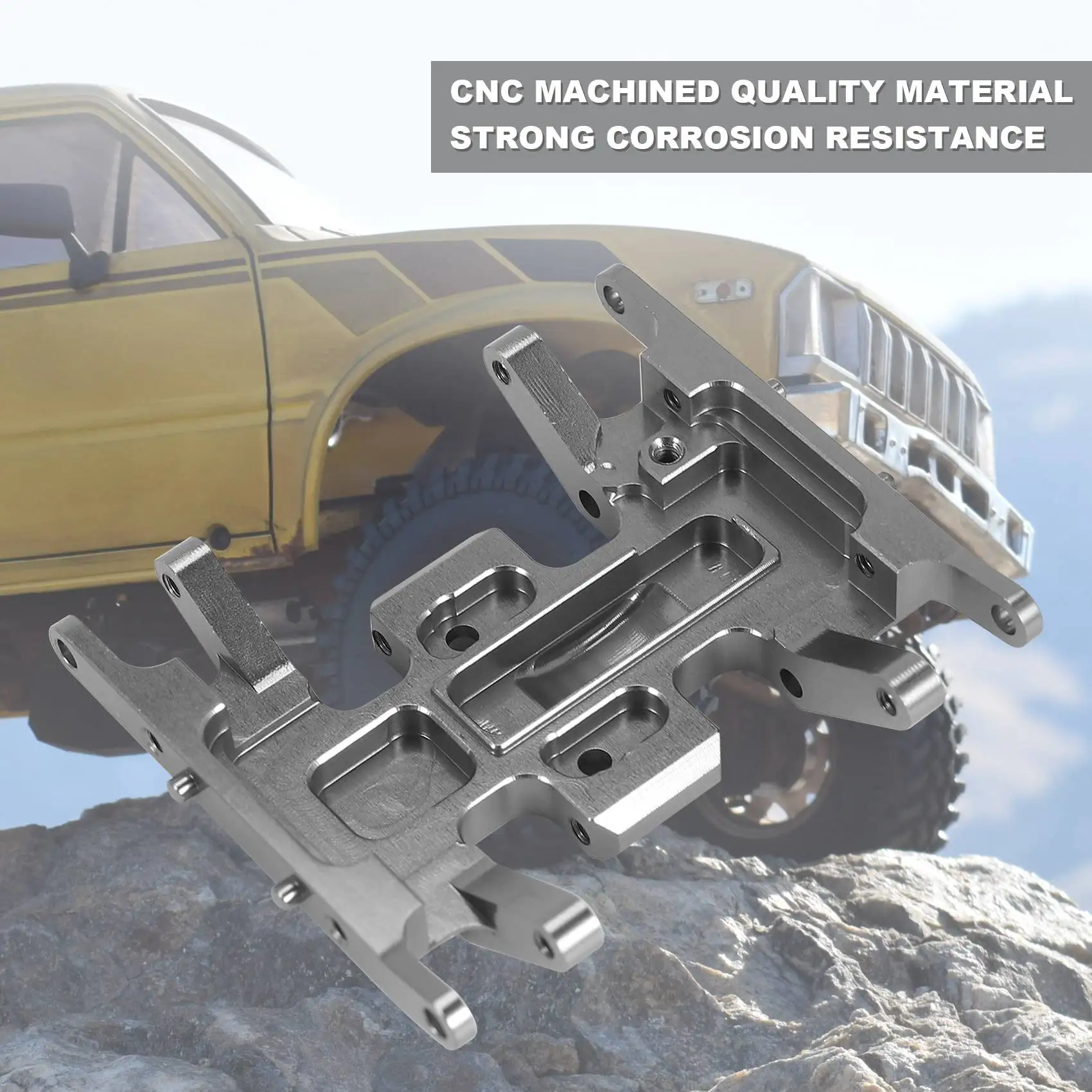 【CYBER MONDAY】for SCX24 90081 1/24 RC Crawler Car Metal Mount Base Transmission Holder Skid Plate Upgrade Parts,Silver
