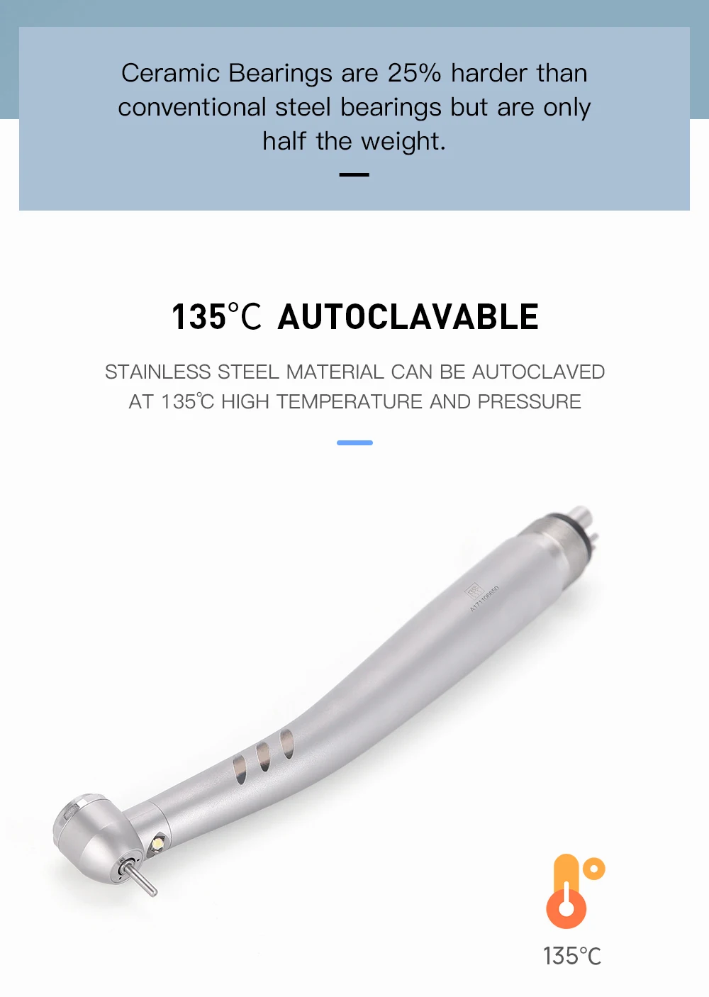 2/4 Löcher Dental LED Hochgeschwindigkeitshandstück E-Generator Integrierter Standardkopf Druckknopf 3 Wasserspray JD008A-SP – Detail 6