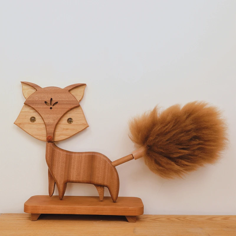 Handmade Little Fox Wood Wool  Dust Duster Wall Decoration Dust Sweeper Household Cleaning Wool Feather Duster Home Decoration