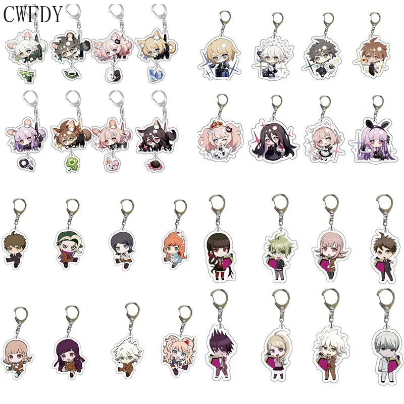 20pcs Anime Danganronpa Keychain Kokichi Oma Saihara Shuichi Kaede Akamatsu Acrylic Figure Key Chain For Fans Jewelry Wholesale