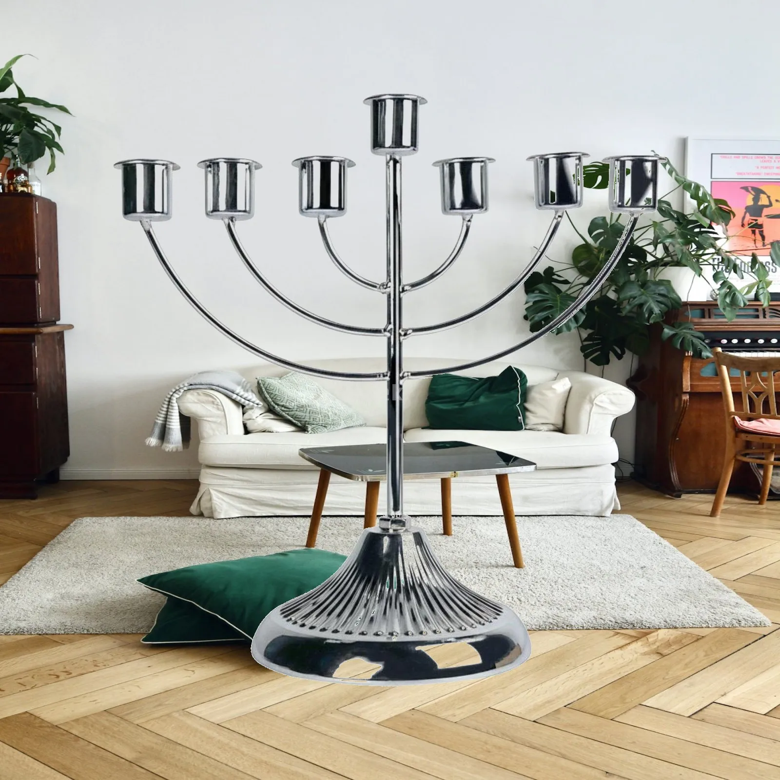 7 Arm Candelabra Electroplated Finish 7 Head Candle Holder European Style Table Centerpiece Candelabra for Wedding, Party,