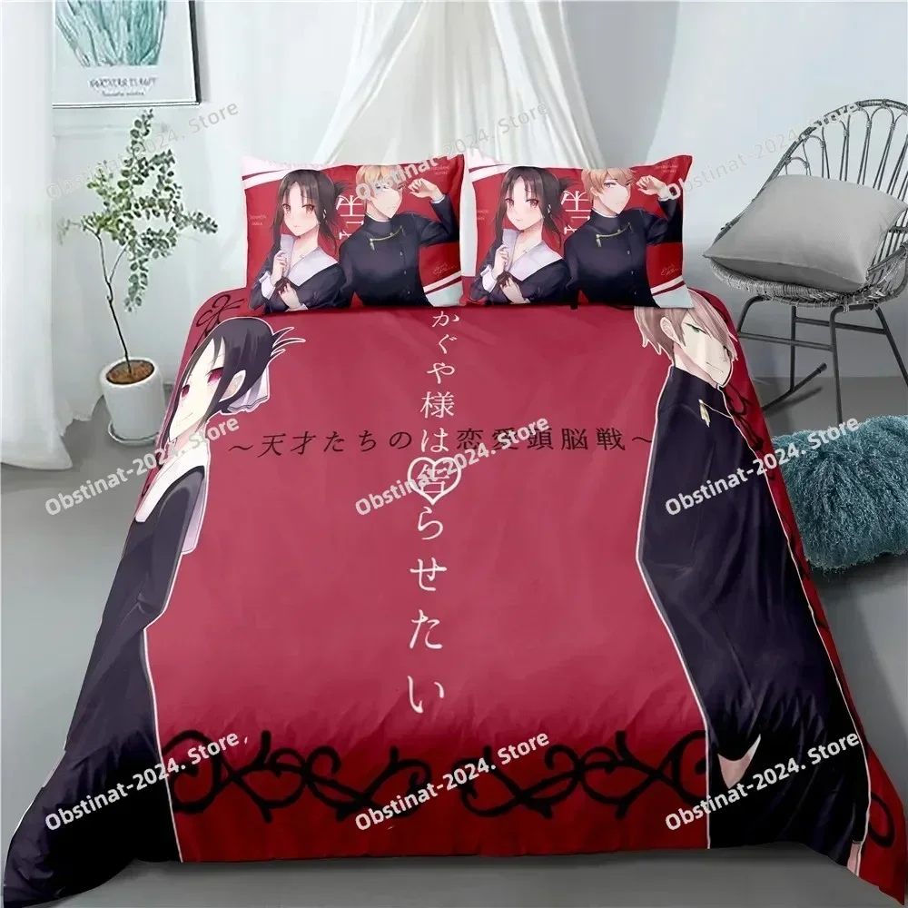 3D Anime Kaguya-sama Love is War Bedding Set Duvet Cover Full Queen King Size Pillowcase Printed Aldult Kid Bedroom Single Twin