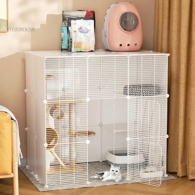 Cat Cage Super Large Free Space Multi-storey Cat House Indoor Livingroom Balcony Luxury Pet Villa Cattery Pet Supplies F T