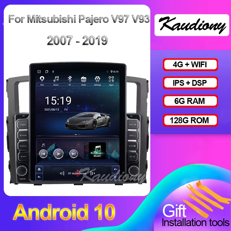 Kaudiony Tesla Style Android 10.0 For Mitsubishi Pajero V97 V93 Car DVD Player Auto Radio GPS Navigation DSP 4G Stereo 2007-2019