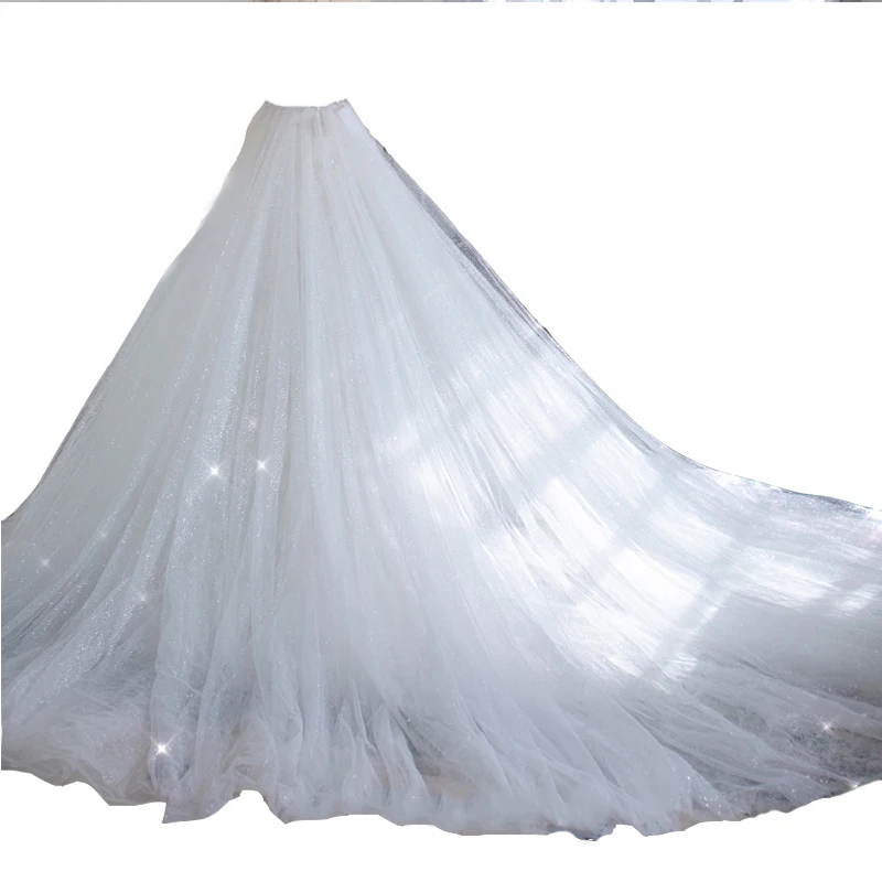 Glitter Tulle Luxury Detachable Skirt 6 Layers Wedding Removable Train For Dresses Bridal Overskirt