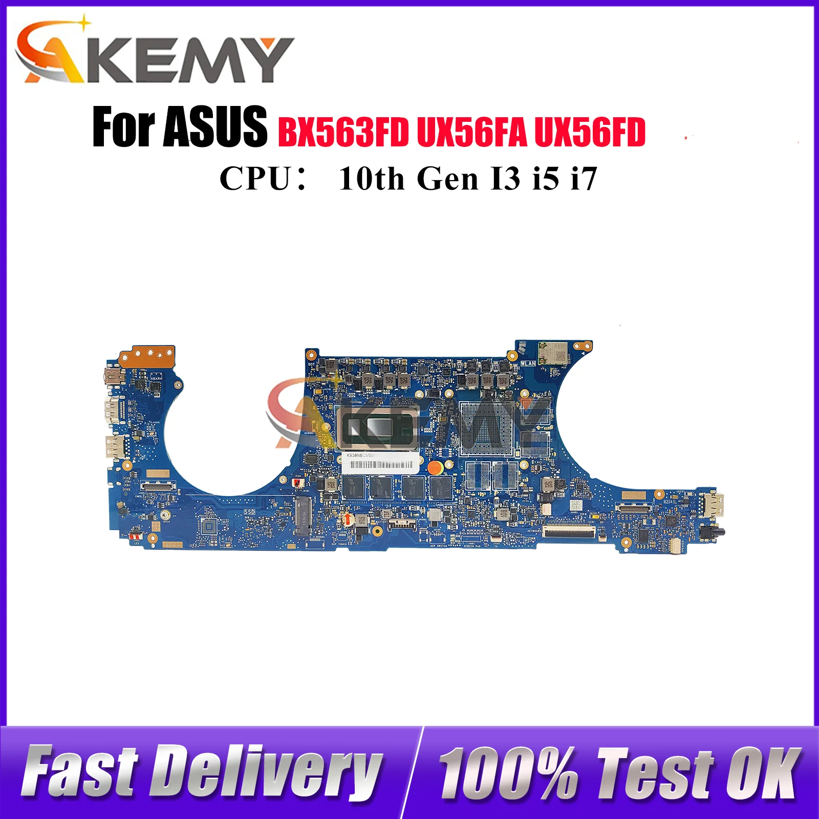 

UX563FA Laptop Motherboard For ASUS ZenBook RX563FD UX563 BX563FD Q536FD UX56FA UX56FD Notebook Mainboard With 10th Gen I3 i5 i7