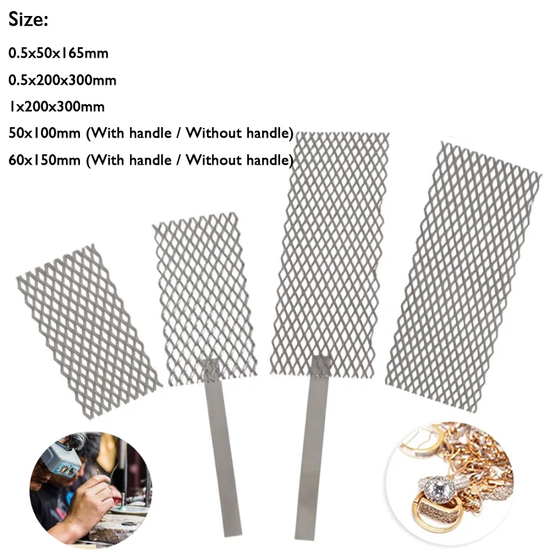 Platinum Titanium Mesh Anode with Handle for Gold Silver Jewelry Electroplating Machine Titanium Wire Mesh Electrode Tool