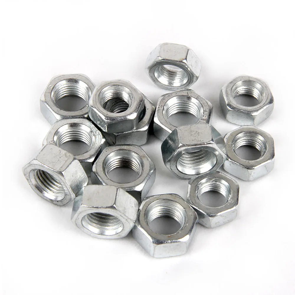 300/200/100/50/30/20Pcs Hexagon Nut M2 M2.5 M3 M3.5 M4 M5 M6 M8 M10 M12 White Zinc Plated Carbon Steel Metric Hex Hexagon Nuts