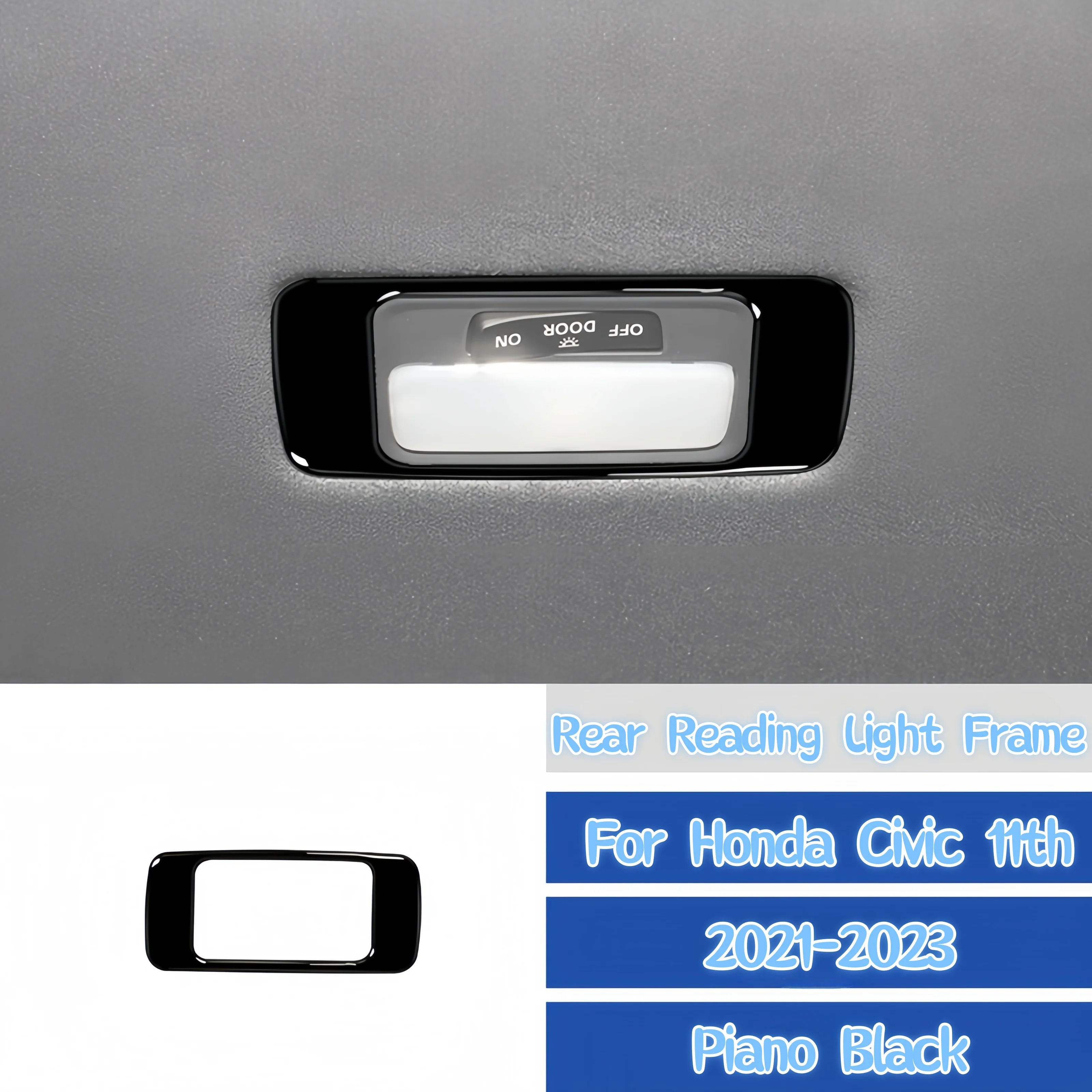 

For Honda Civic 11th Gen 2021-2023 Piano Black Interior Car Rear Reading Lights Frame Decoration Cover Trim Sticker Accessories