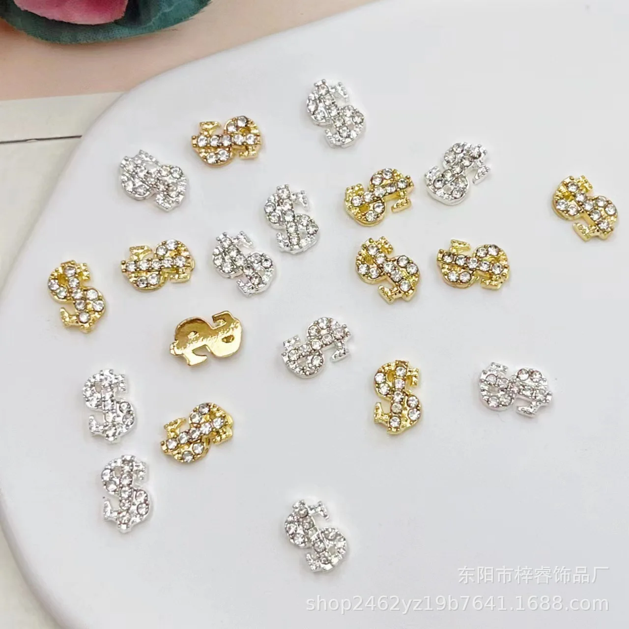 1000pcs Hot Dollar Sign Light Luxury Alloy Drill Nail Metal Decoration Alloy Nail Sticker Wholesale