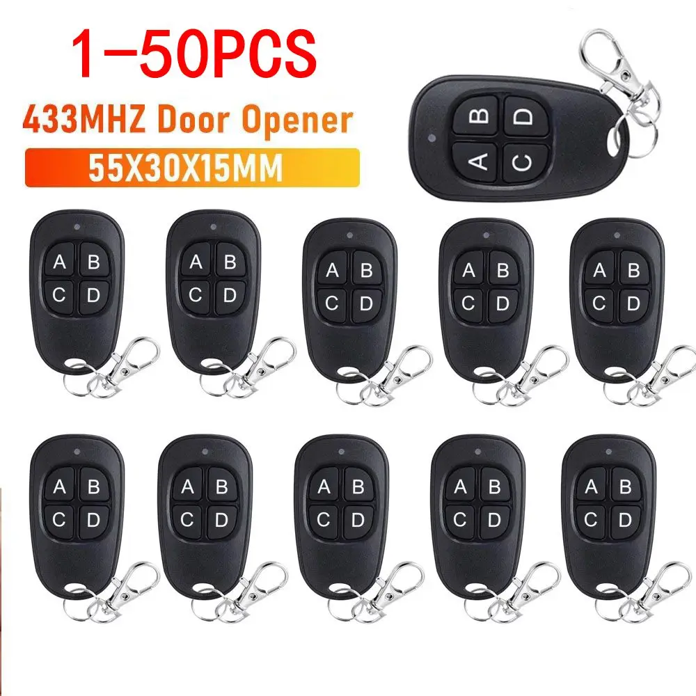 5-50pcs 433MHz Remote Control Universal Garage Remote 4 Buttons Duplicator Controller Replacement Wireless Car Keys for Garage