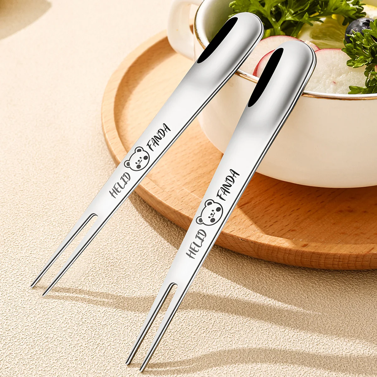 WORTHBUY Mini Fruit Fork For Children 304 Stainless Steel Forks Household Kitchen Tableware Multifunctional Dessert Fork Spoon