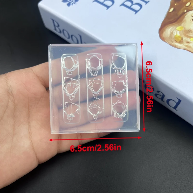 1Pcs 3D Silicone Nail Mold Bow Rose Flower Design Transparent DIY Manicure Decoration Tool view 6