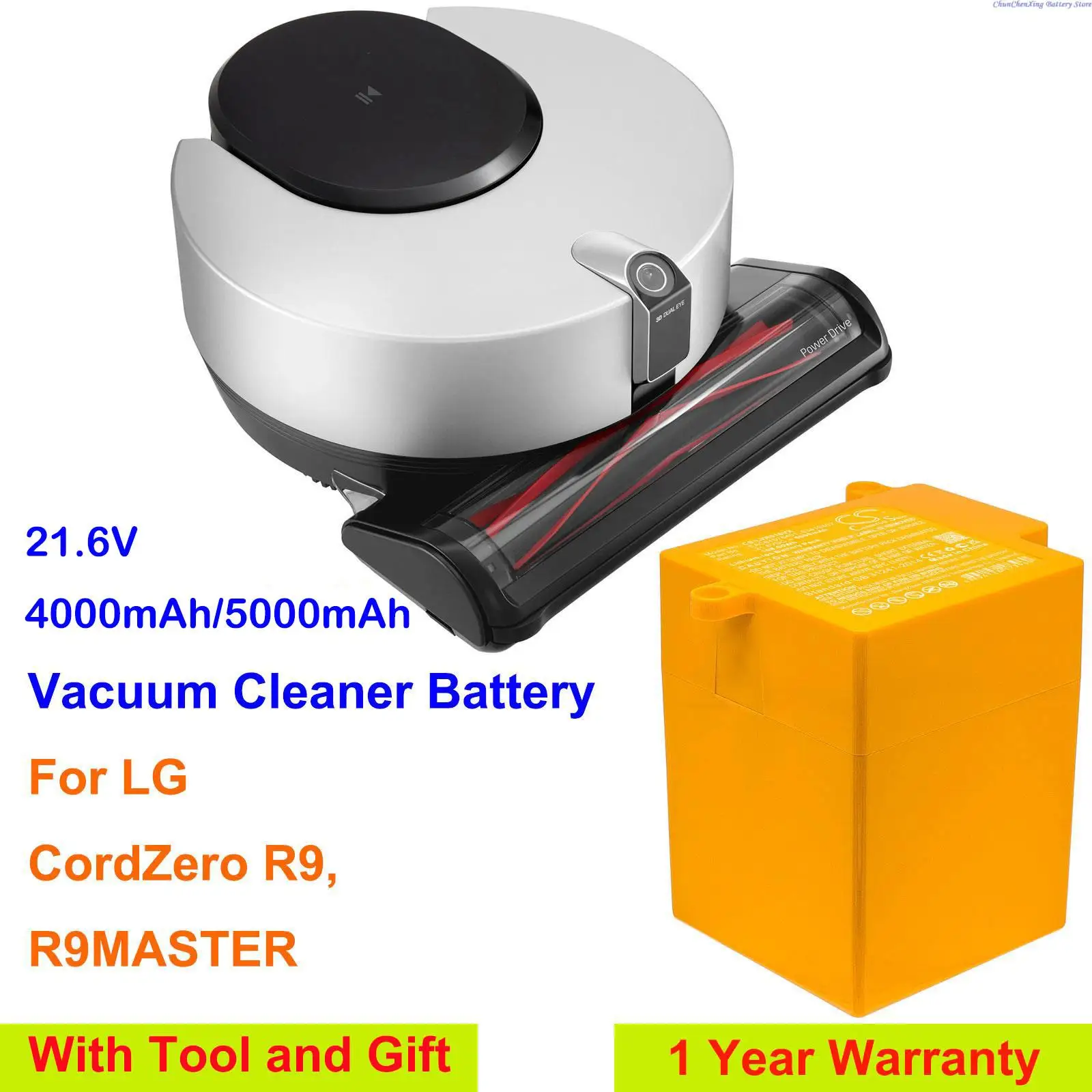 

OrangeYu 4000mAh/5000mAh Vacuum Cleaner Battery EAC64578401, EAC64578402, 63419402 for LG CordZero R9, R9MASTER