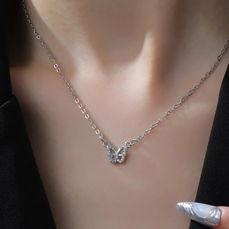 Necklace female hollow butterfly gentle high sense niche collarbone chain fairy accessories