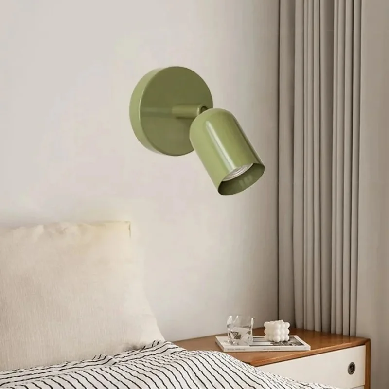 Olive Green Adjustable Rotatable Wall Sconce Metal Reading Spotlight Bedroom Homestay Decor Wall Lamp