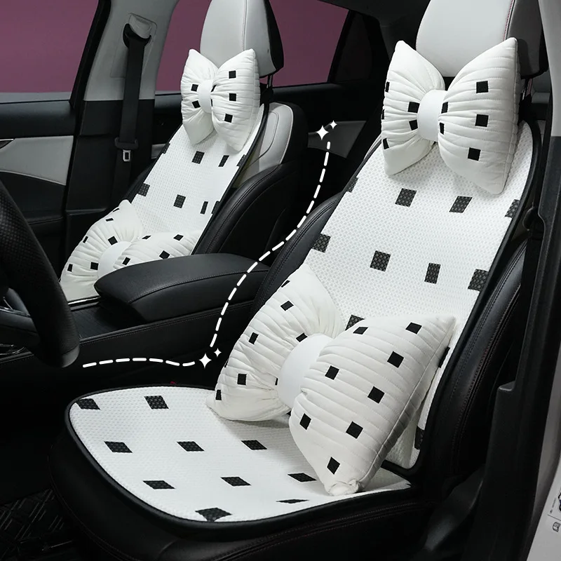 

New Simplicity Grid Car Seat Cushion Protector Fashion Breathable Ice Silk Car Seat Cushion Cover Anti Slip Interior Accessories