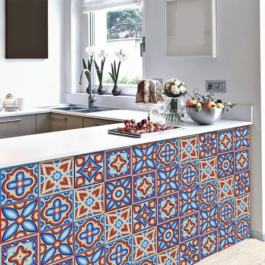 Carreau mural vinyle fleur autocollant Mural carrelage décalcomanie imperméable auto-adhésif carrelage autocollant, MZ-2-117, grand