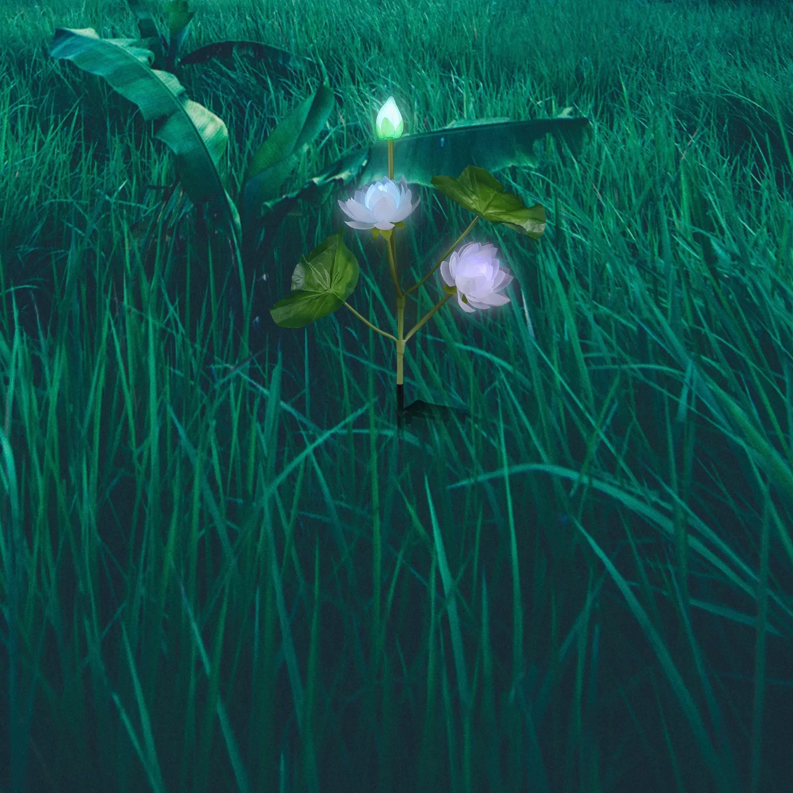 Color-Changing Solar Lotus Flower Light Ground Insert Lamp Outdoor Garden Solar Landscape Decorative Light Insert Flower Lamp